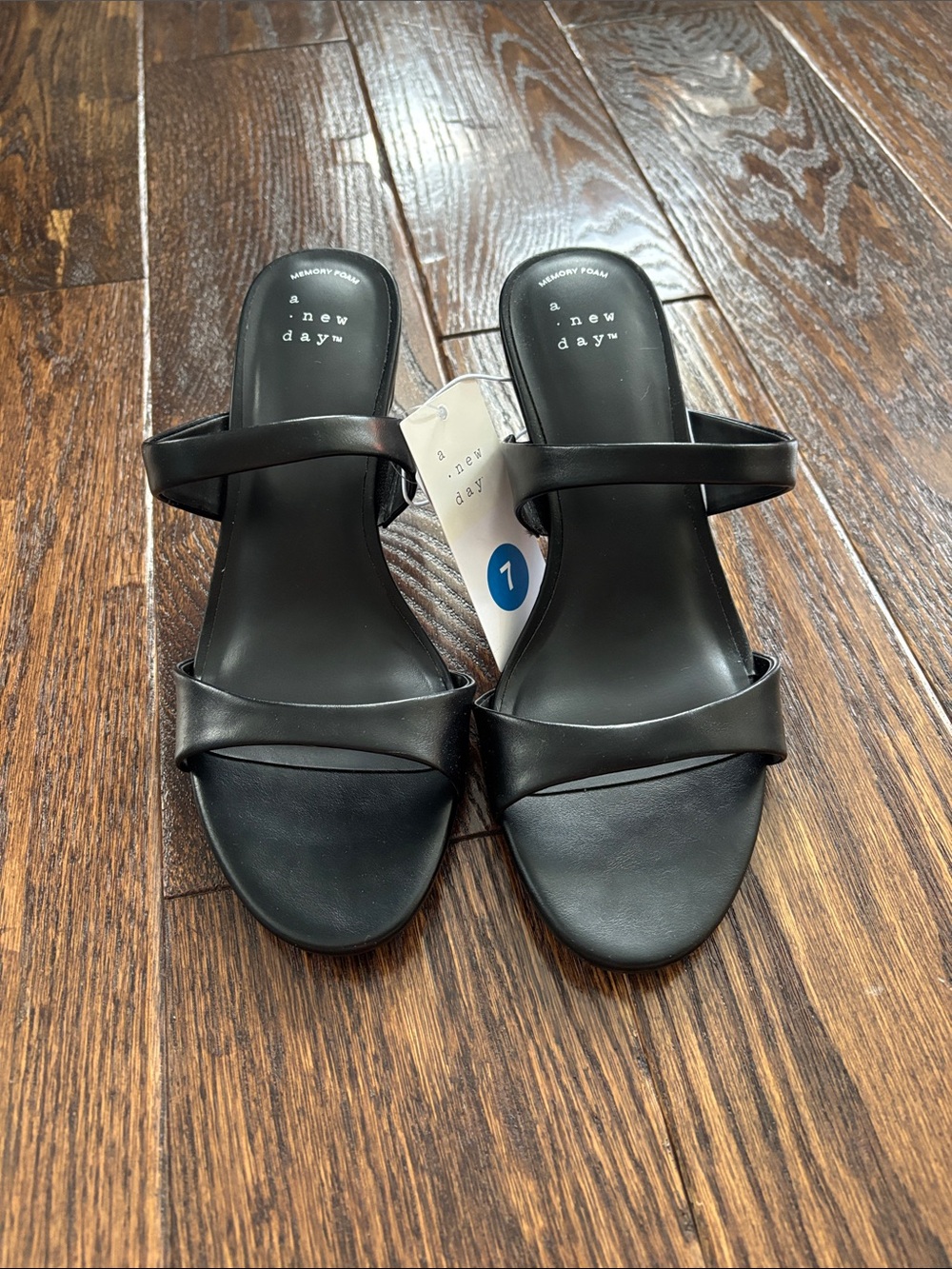 a new day Black Two-Strap Heels